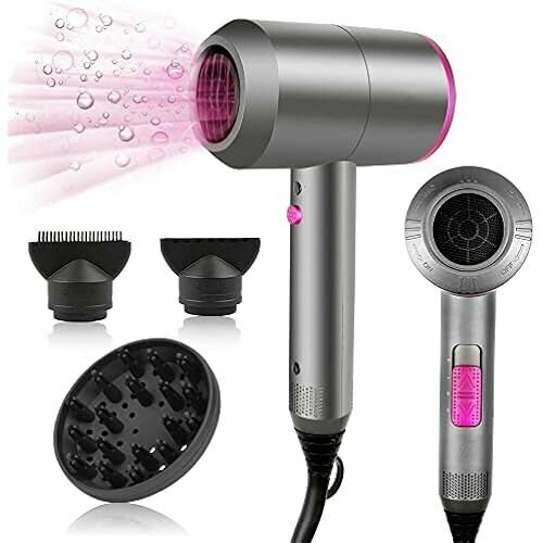 Фен Ионный фен Двигатель переменного тока мощностью 2000 Вт Быстросохнущий Профессиональный фен с 2 скоростями и 3 режимами нагрева кнопкой холодного воздуха 1 диффузором и 2 концентраторами Серый 12212₽