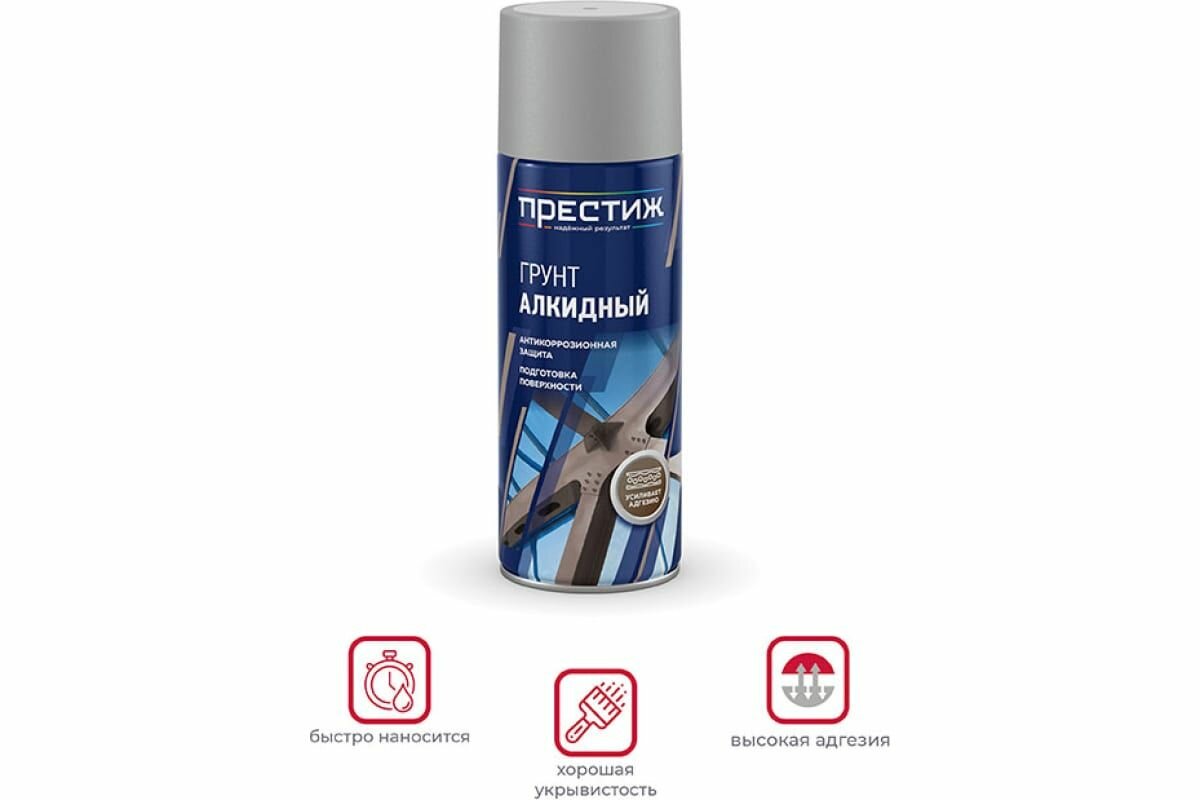 фото Грунт белый аэрозольный алкидный для металла и дерева престиж 425 МЛ