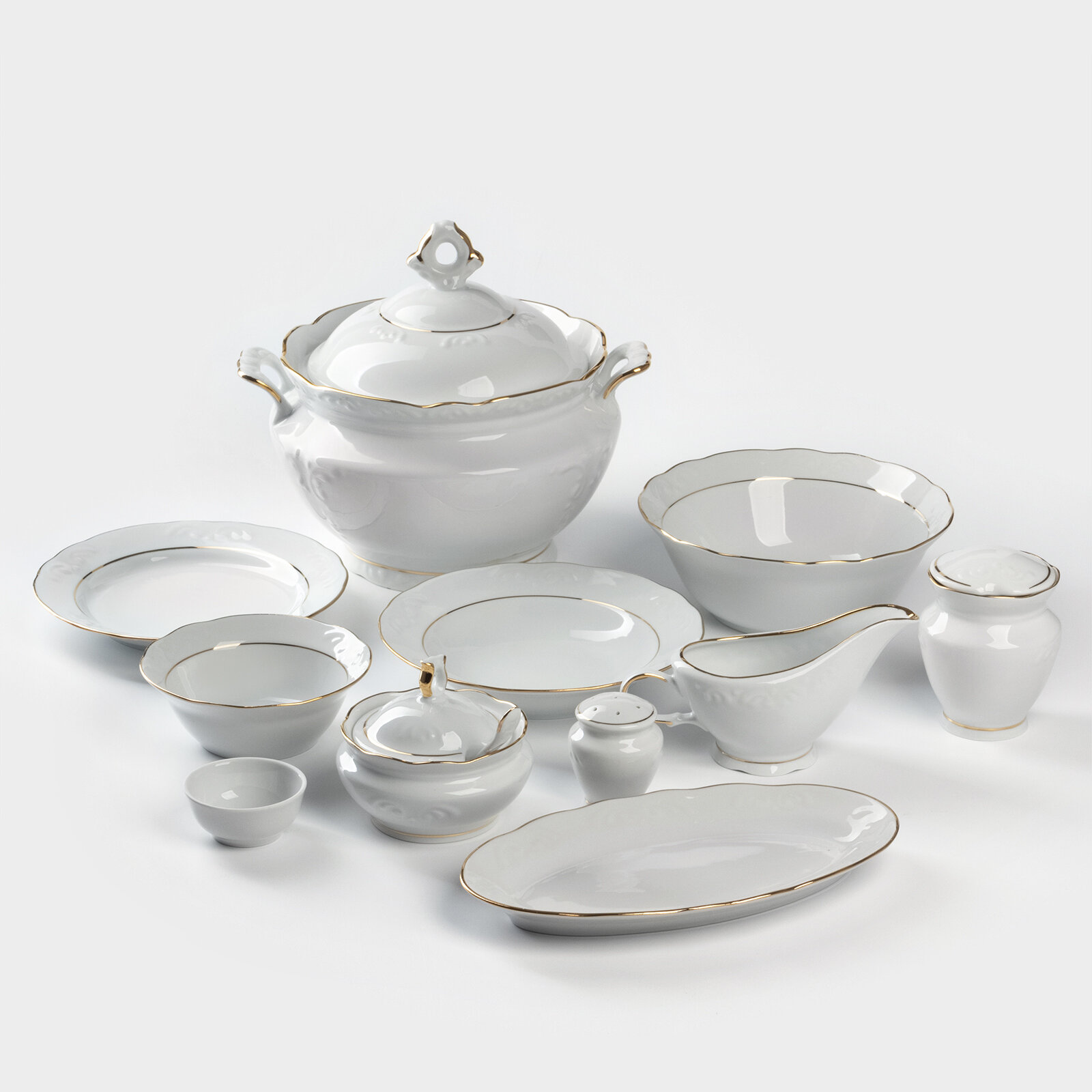 Сервиз столовый «Бельё», 48 предметов, фарфор, белый