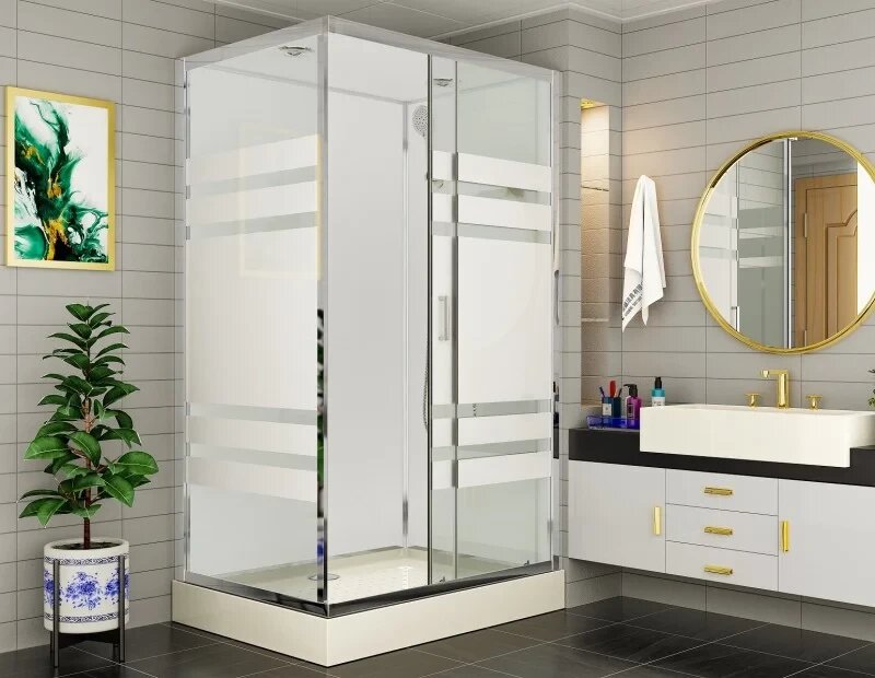 Душевая кабина Esbano Econom ESE-108CKR ESKE108CKR 100x80x210 см с крышей низкий поддон профиль хром стекло интимато