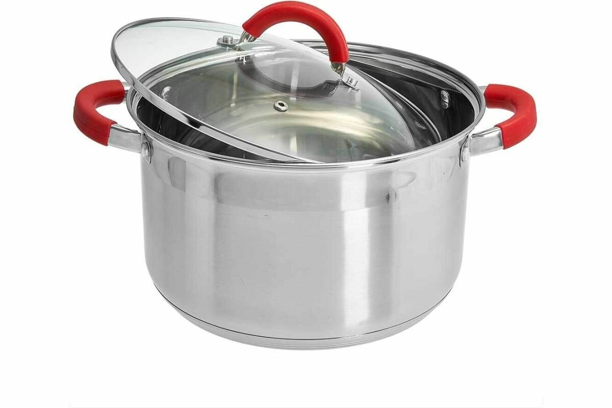 Кастрюля Webber BE-344/2 серебристая нержавеющая сталь капсульное дно стеклянная крышка
