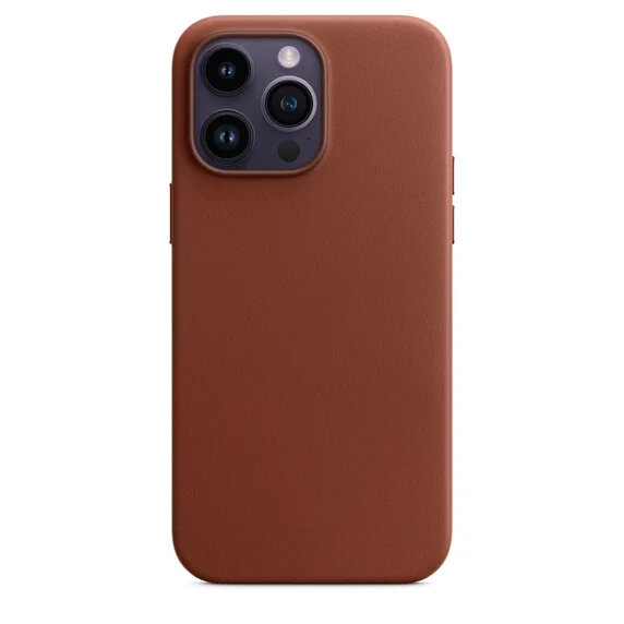 Чехол Leather Case MagSafe для iPhone 14 6.1", коричневый (1)