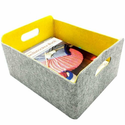 Корзина-ящик фетр Talmico для хранения из войлока, короб с цветным дном, 30х24х15см