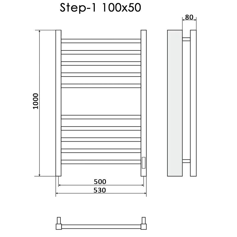 Полотенцесушитель электрический Ника Step 1 100/50, матовый белый RAL9016 - фото №11