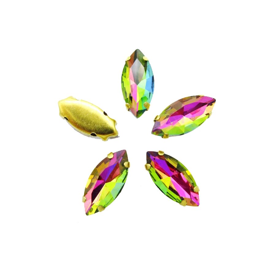 Стразы стеклянные XUCANGJIAN Navette с золотым когтем для декора