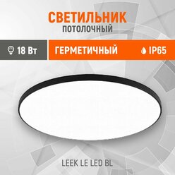 Светильник потолочный светодиодный 18Вт /люстра/, влагозащищенный IP65 (233*45), тонкий черный корпус.