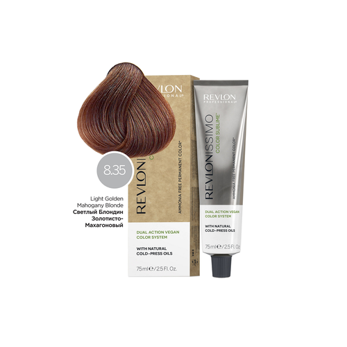 фото Revlon professional revlon revlonissimo color sublime 8.35 - перманентный краситель без аммиака светлый блонд золотисто-махагоновый 75 мл