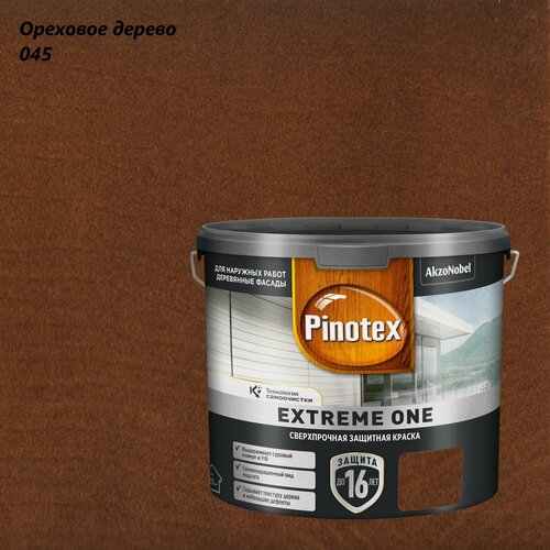 Изображение товара Краска сверхпрочная для деревянных фасадов Pinotex Extreme One (2,5л) ореховое дерево 045