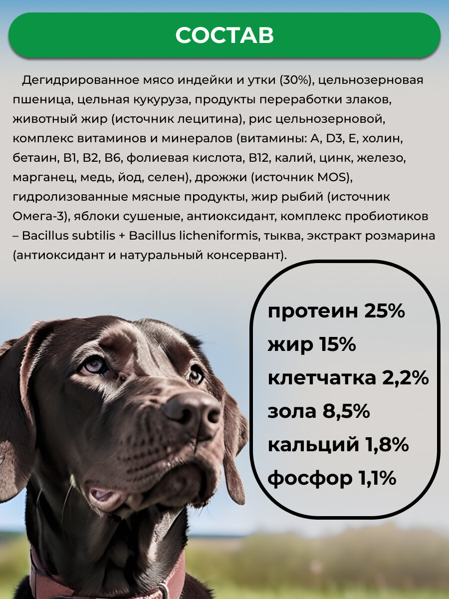 Корм для собак сухой Frais для средних и крупных пород Утка 15 кг — фото 1