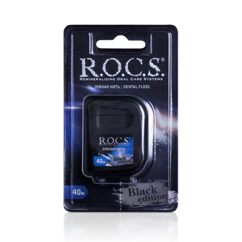 Рокс/Rocs Расширяющаяся зубная нить Black Edition, 40 м фото