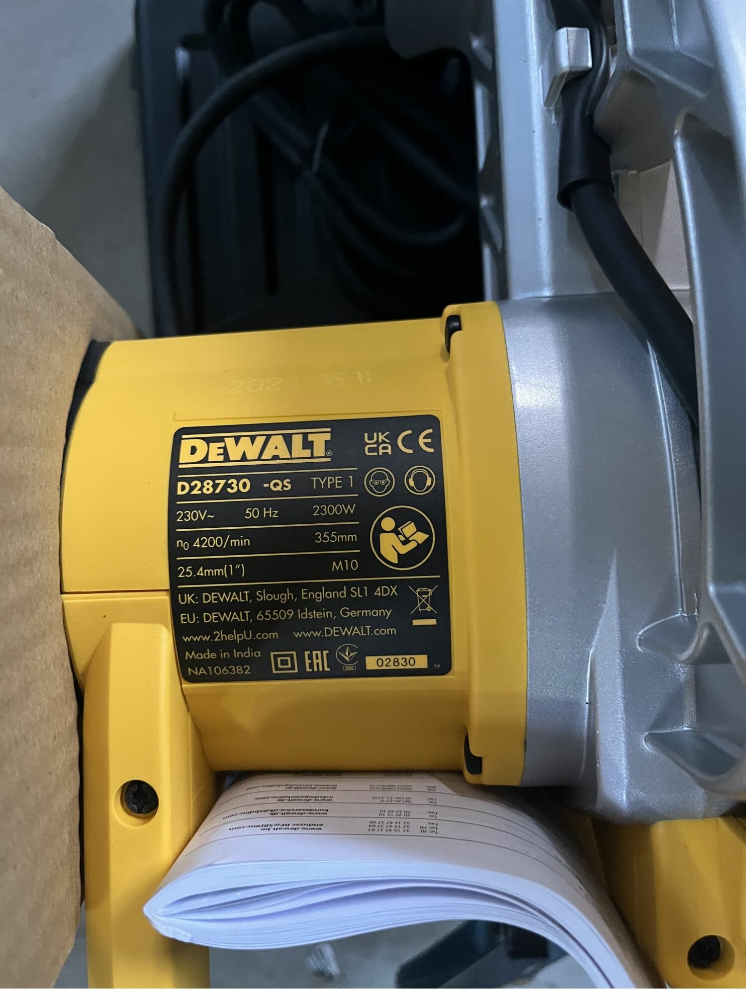 Монтажные Пилы Пила монтажная DEWALT D28730-QS, под абразивные диски, 2300 Вт, 355 мм, 4200 об/мин (оригинал)