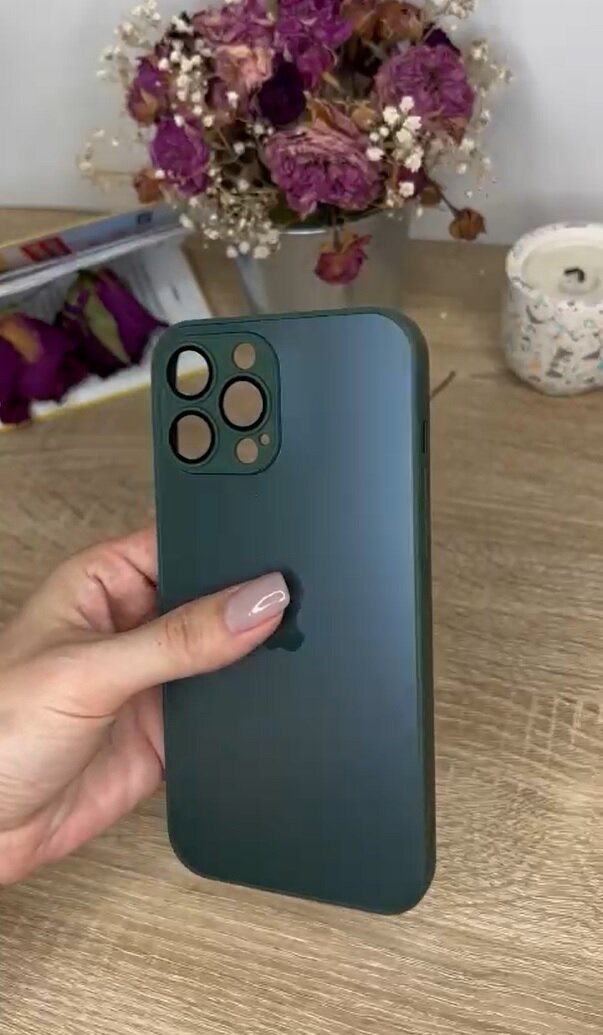 Чехол матовый стеклянный на iPhone 14 Pro Max Зеленый