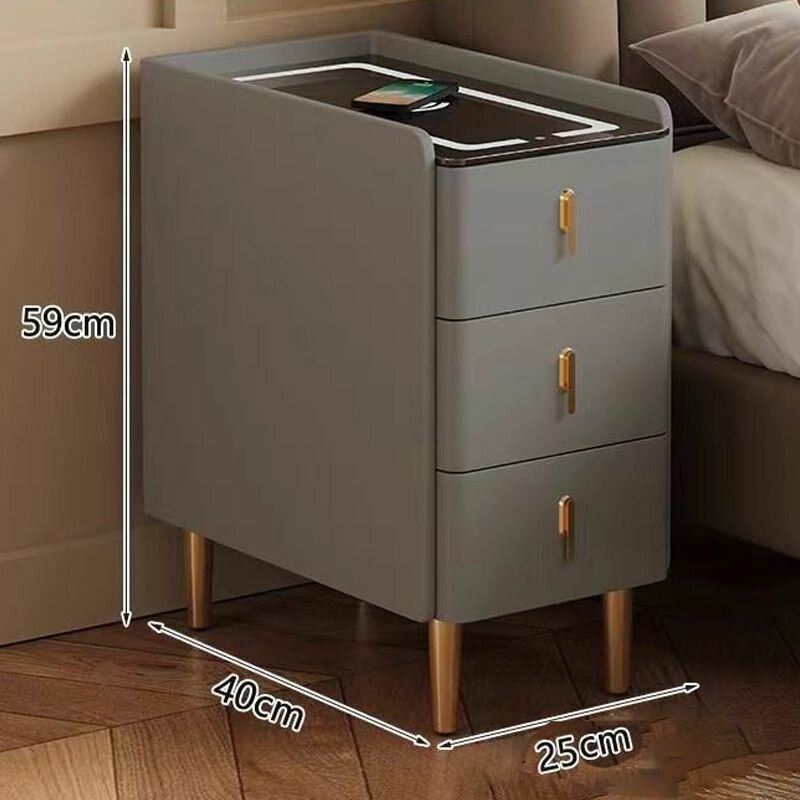 Многофункциональная прикроватная тумбочка Home smart с тремя выдвижными ящиками, беспроводная зарядка, трехцветная подсветка, интерфейс USB, аудио Bluetooth, блокировка отпечатков пальцев