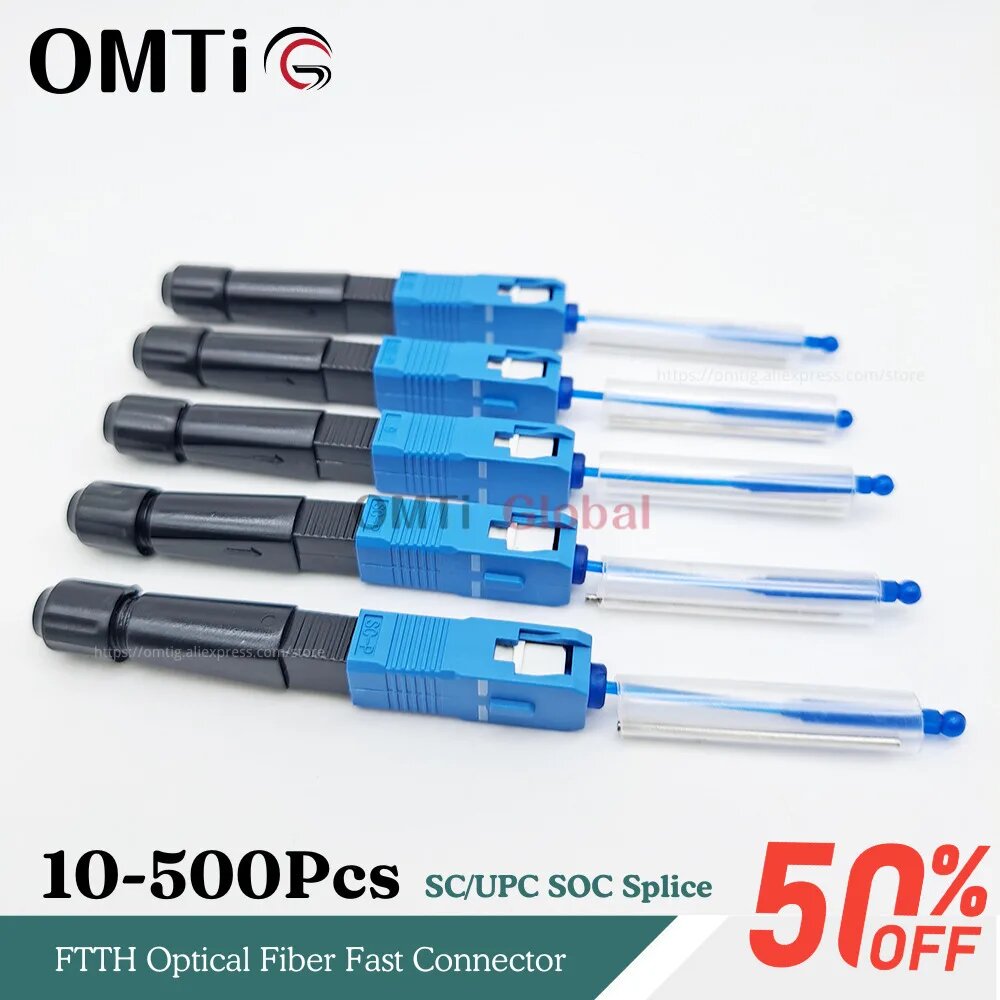 OMTiG 10-500 шт. SC Quick Fusion FTTH адаптер SC/UPC SOC сращивание на быстрому разъеме оптического волокна, SCUPC 100pcs