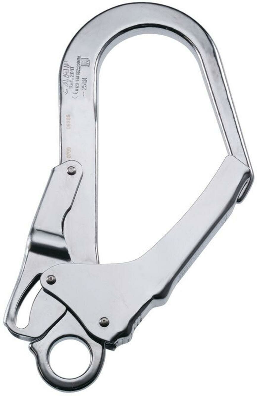 Карабин монтажный STEEL SAFETY HOOK 53mm, длина 215 мм, вес 510 г, цвет золотистый