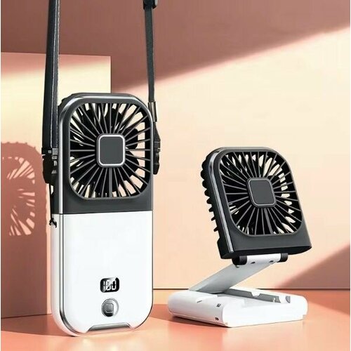 Портативный складной Type-C вентилятор F30 Pro с цифровым дисплеем 3000 mAh 4 скорости подставка для телефона черный 1002₽