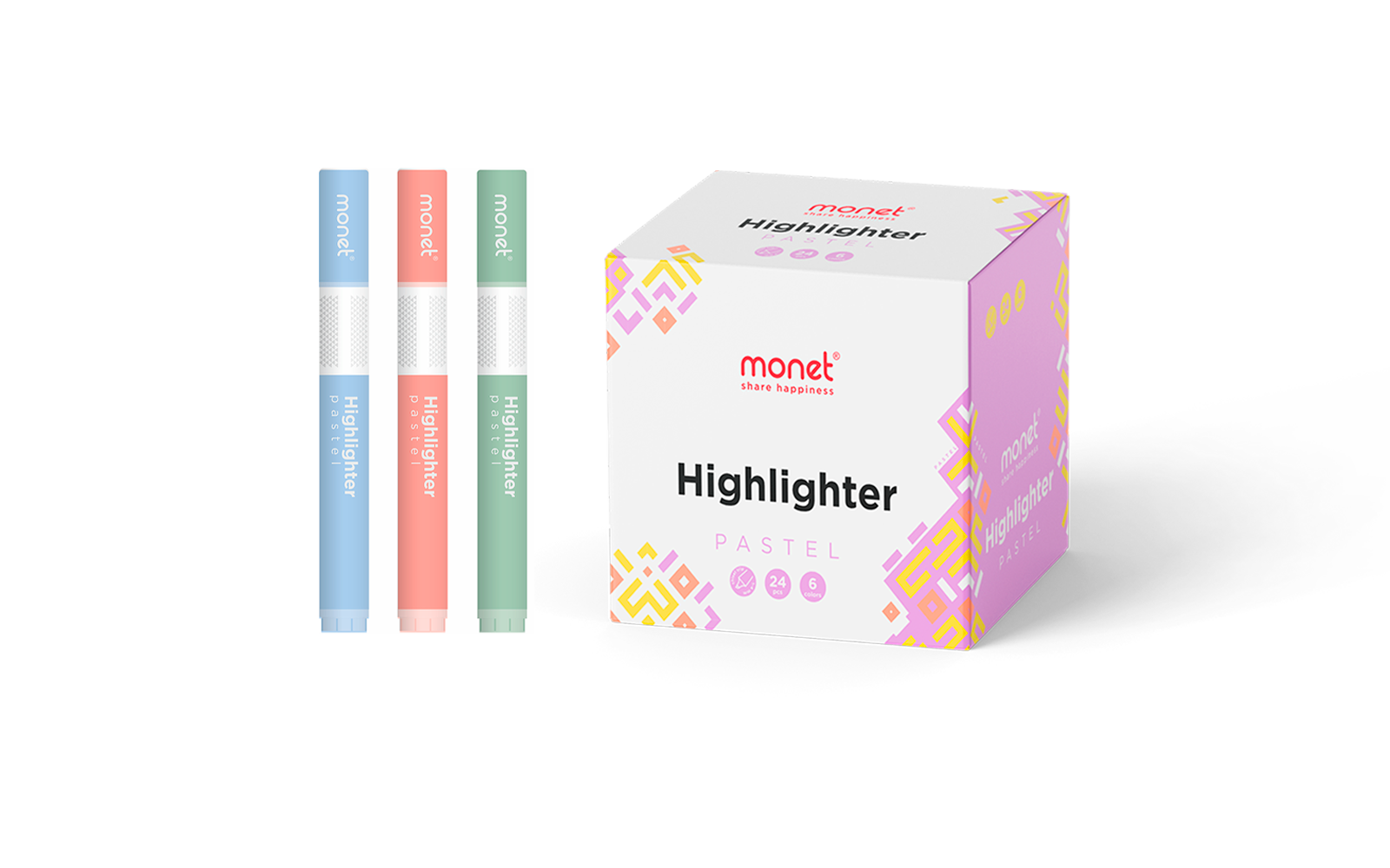 Текстовыделитель MONET Pastel round в ассортименте, Art No 2HL009/2HL010/2HL011/2HL012/2HL013/2HL014