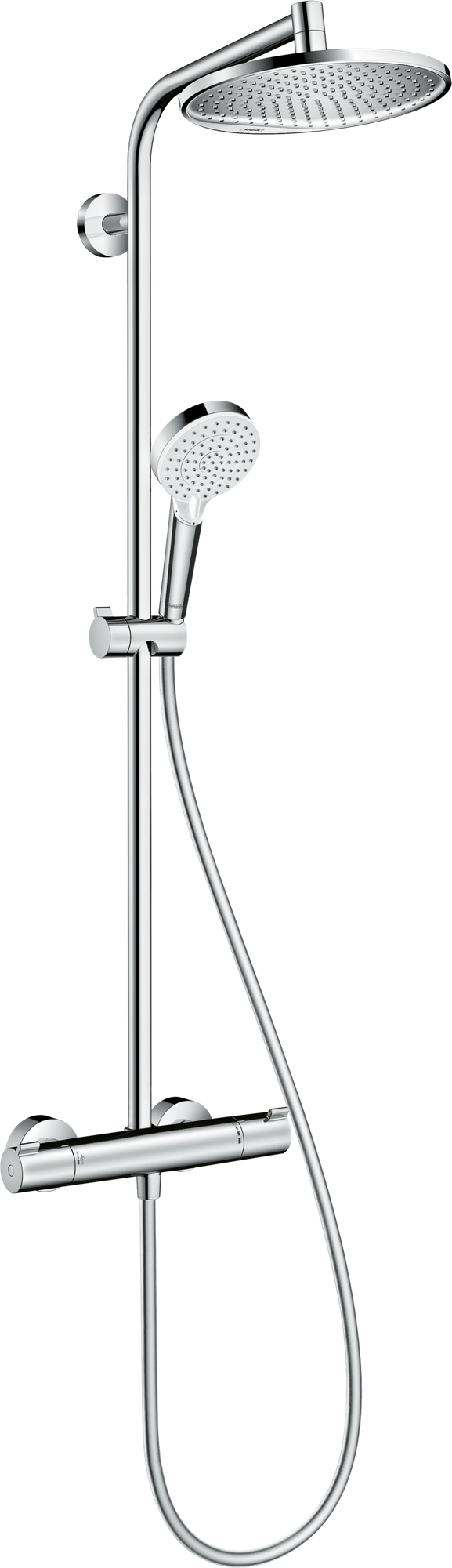 Hg crometta showerpipe s 240 shp: термостат для душа + стойка с верхним душем 240мм ручной душ со шлангом 160мм цвет хром 27267000 Hansgrohe