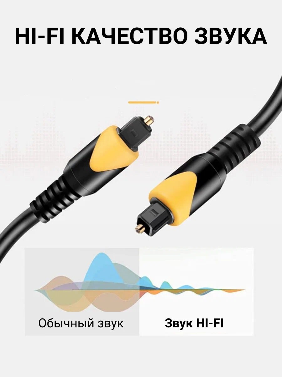 Оптический кабель Optical Cable, 1.5/3 м, 1 коннектор, TosLink, силиконовый — фото 1
