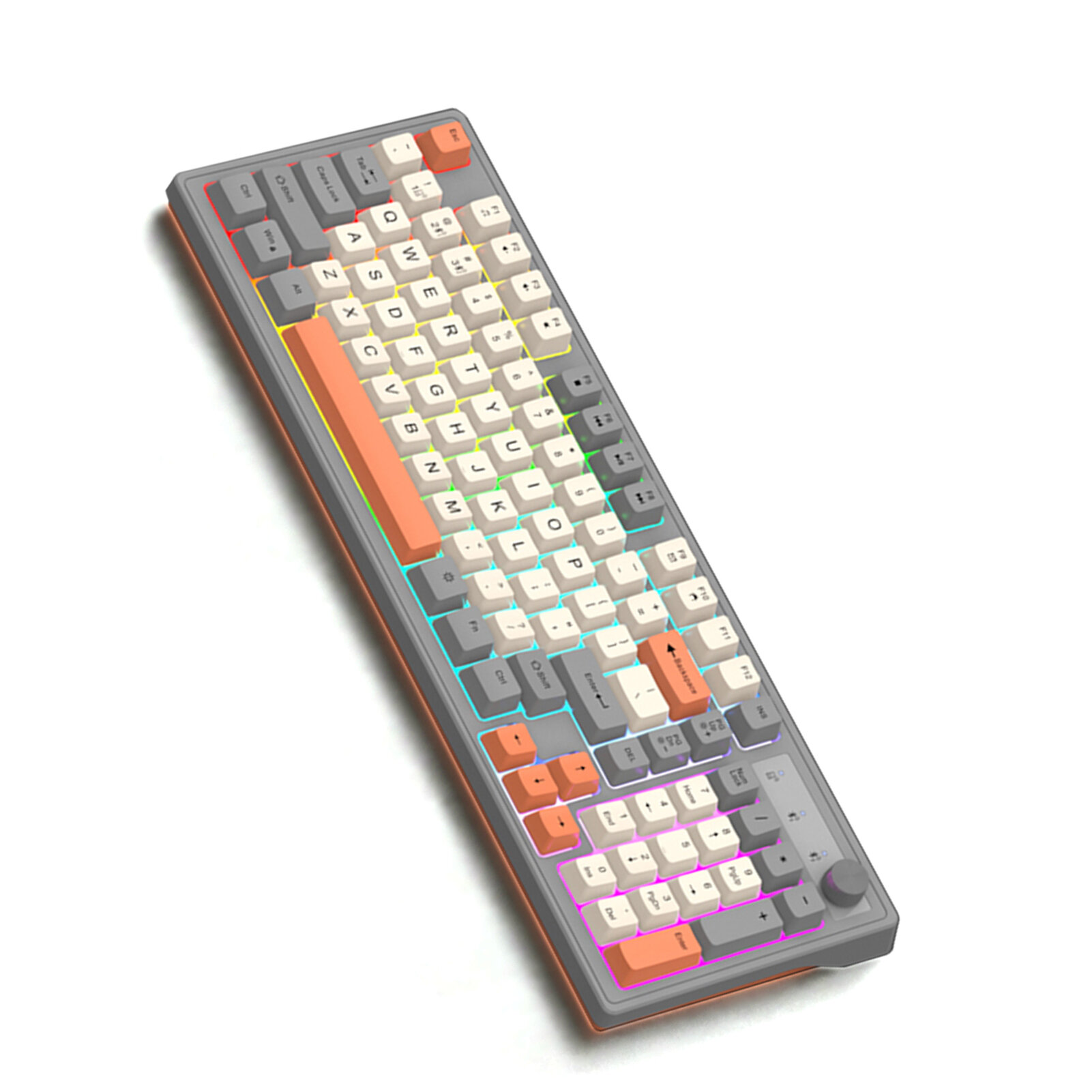 K98 2.4G Беспроводная клавиатура 98-Keys BT Механическая клавиатура с подсвеченной клавиатурой с ручкой управления громкостью для компьютера/ПК