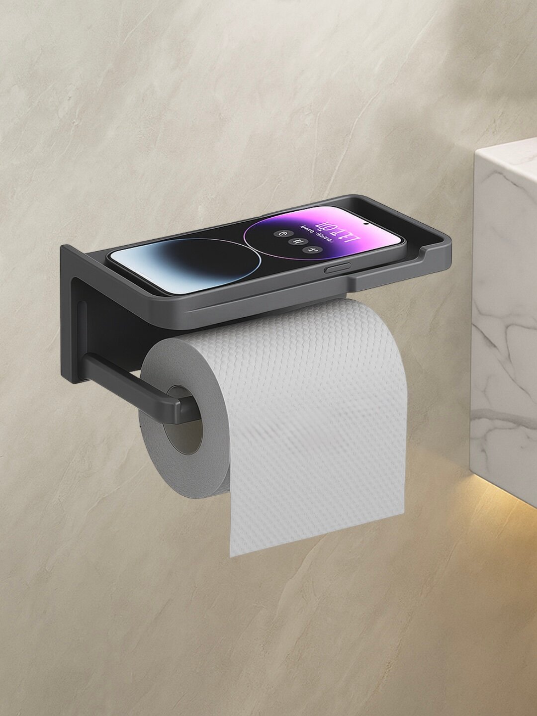 Самоклеящийся держатель для туалетной бумаги с полкой, настенный, без сверления