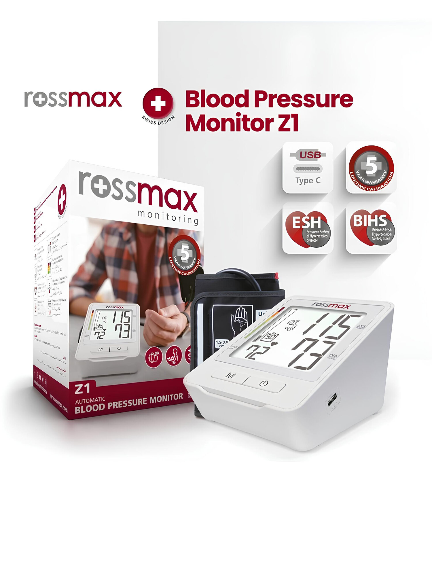 Швейцарский автоматический цифровой, электронный тонометр Z1