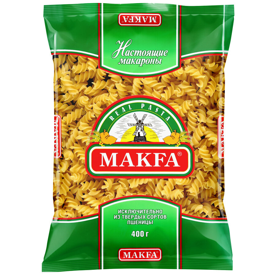 Макароны "Спирали" MAKFA, 2 упаковки по 400г.