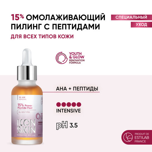 Icon Skin пилинг Re: Age renewal Power Peptide 15%, 30 мл