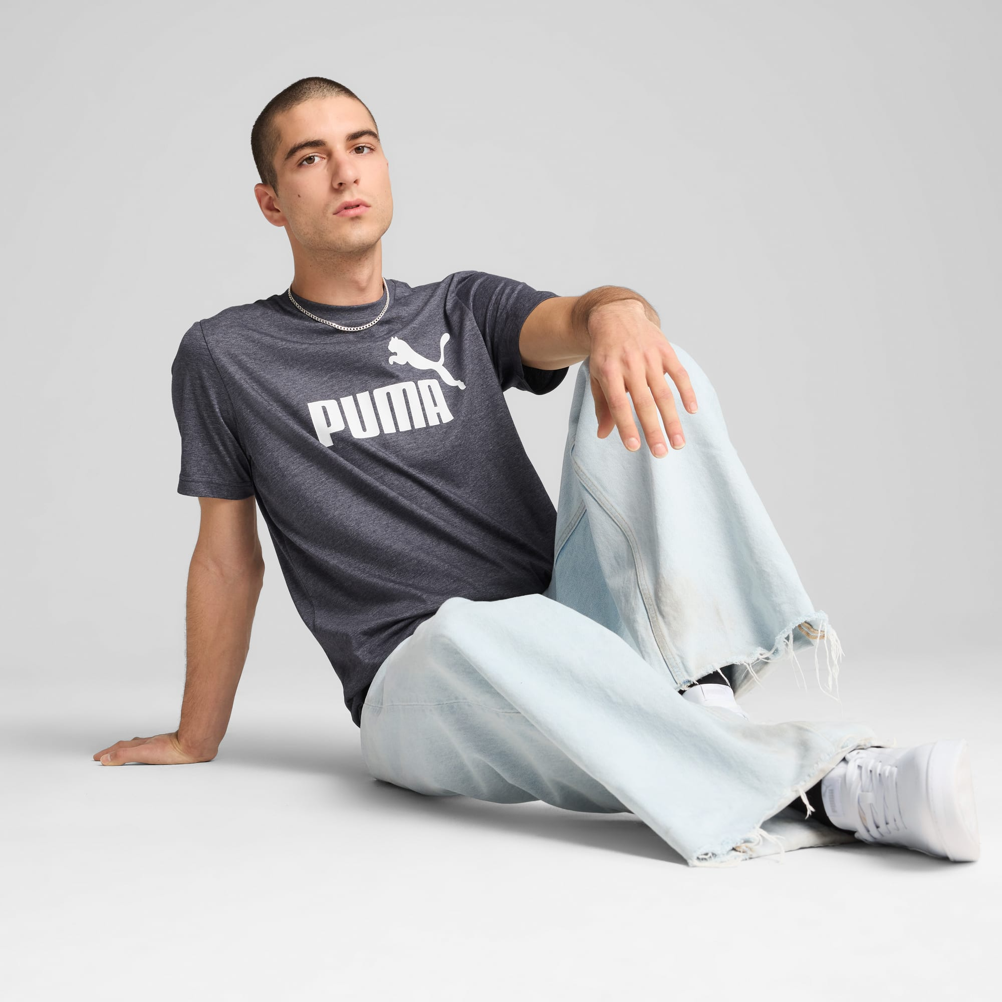 Футболка PUMA Essentials No. 1 Logo Heather, размер L, синий — фото 1