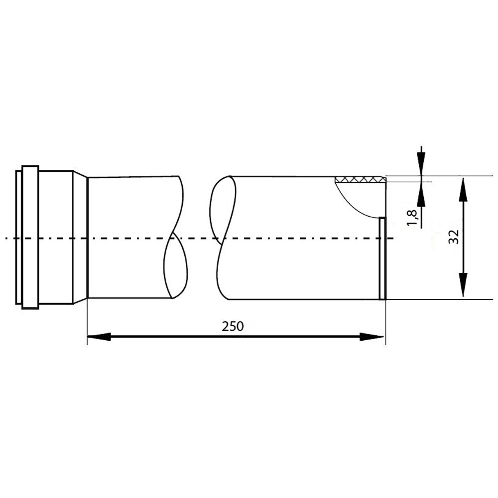 Канализационная труба РТП PP 32x250x1,8 мм