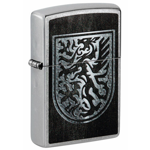 Зажигалка кремниевая Dragon Design с покрытием Street Chrome, серебристая, Zippo, 48730