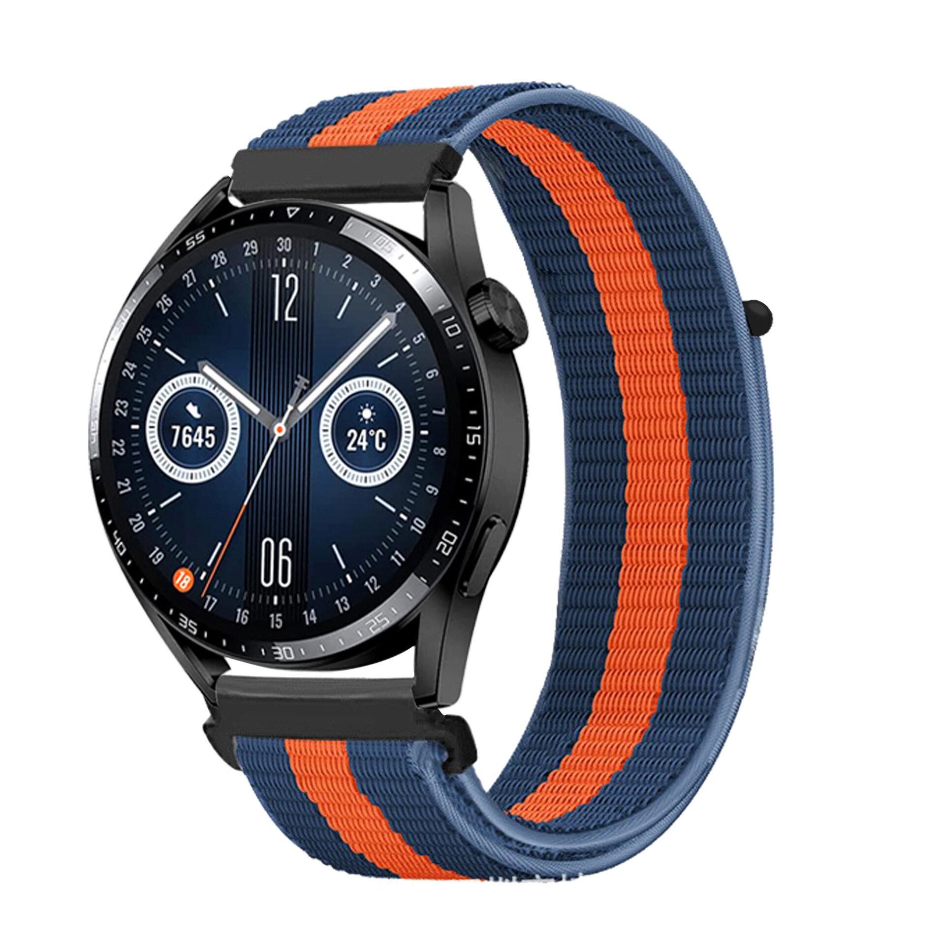 Нейлоновый универсальный ремешок 20 мм для смарт-часов Garmin, Samsung Galaxy Watch, Huawei Watch, Honor, Xiaomi Amazfit, 79 синий оранжево синий
