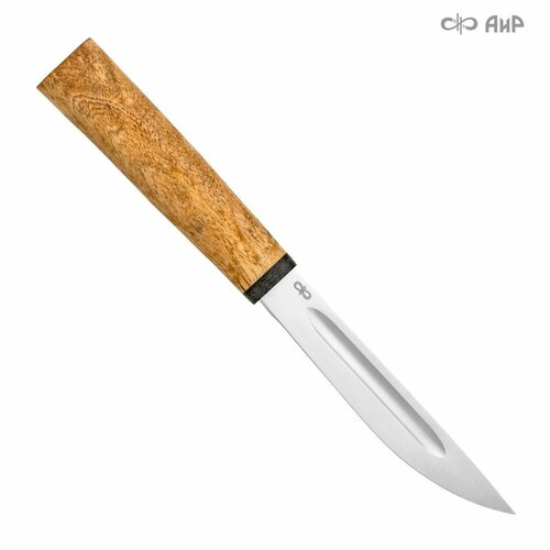 Нож туристический якут АиР, длина лезвия 13 см, сталь 95Х18, рукоять карельская береза нож якут малый полированный