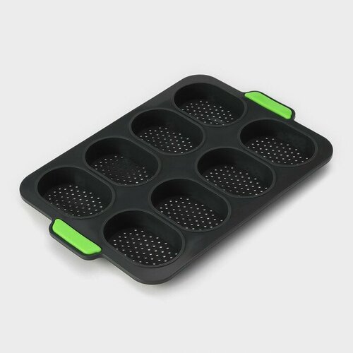 Форма силиконовая для выпечки с перфорацией Булочки 3452325 см 956324 см 8 ячеек цвет серый 822₽