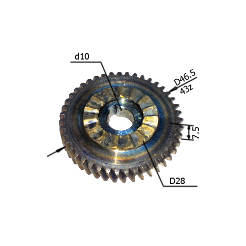 Шестерня ответная для дрели Смоленск мэсу–1М d 46,5х10(805) №227 шестерня ответная для дрели смоленск мэсу–7 d 47х12