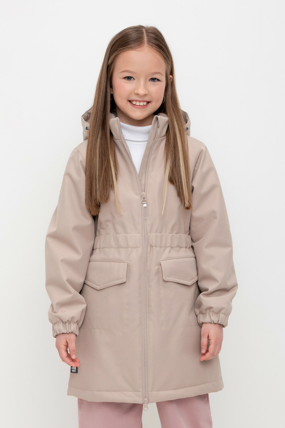 Пальто для девочки CROCKID ВК 32152/светло-бежевый р. 146-152