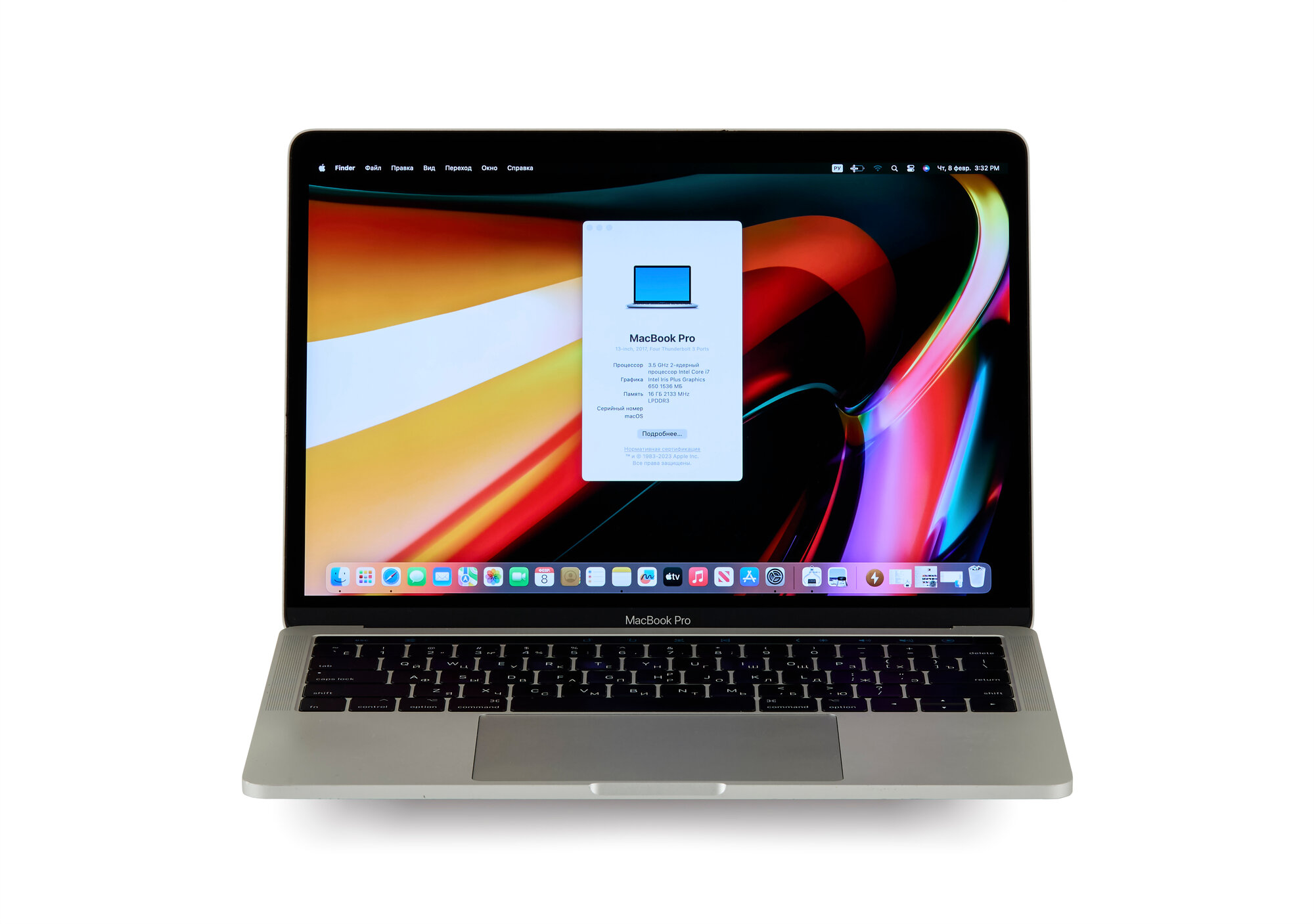 Ноутбук Apple Macbook Pro 13 2017 г Touch Bar A1706 (Производство 2018 г) Core i7 3.5Ггц 2 ядра / Оперативная память 16Гб / SSD 512Gb / Silver