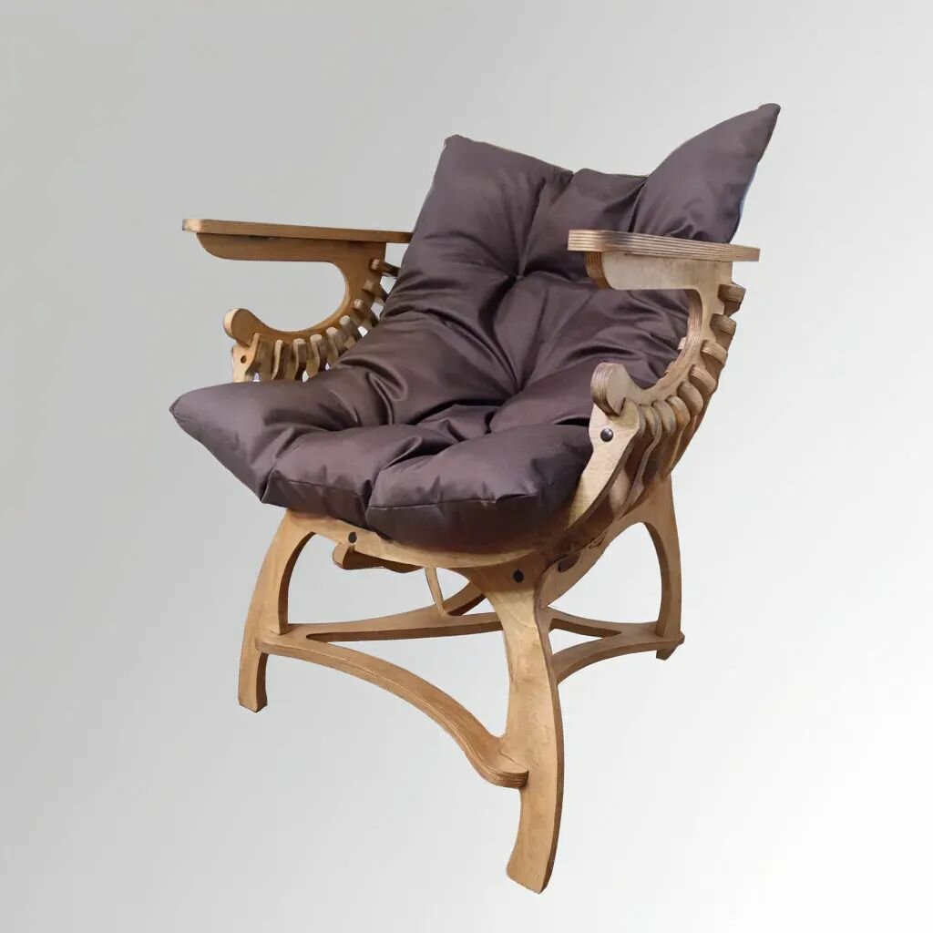 Кресло садовое Ракушка с подушкой орех