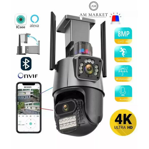 Уличная камера с 2-мя объективами, 8 Мп