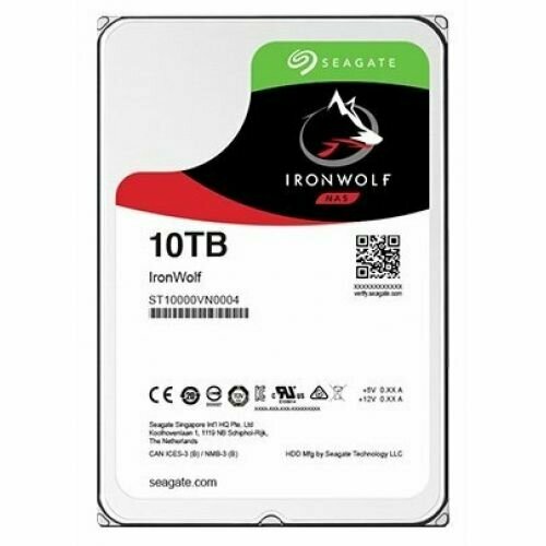 Жесткий диск 10Tb Seagate IronWolf 7200RPM 6GBS 256MB ST10000VN000 45380₽
