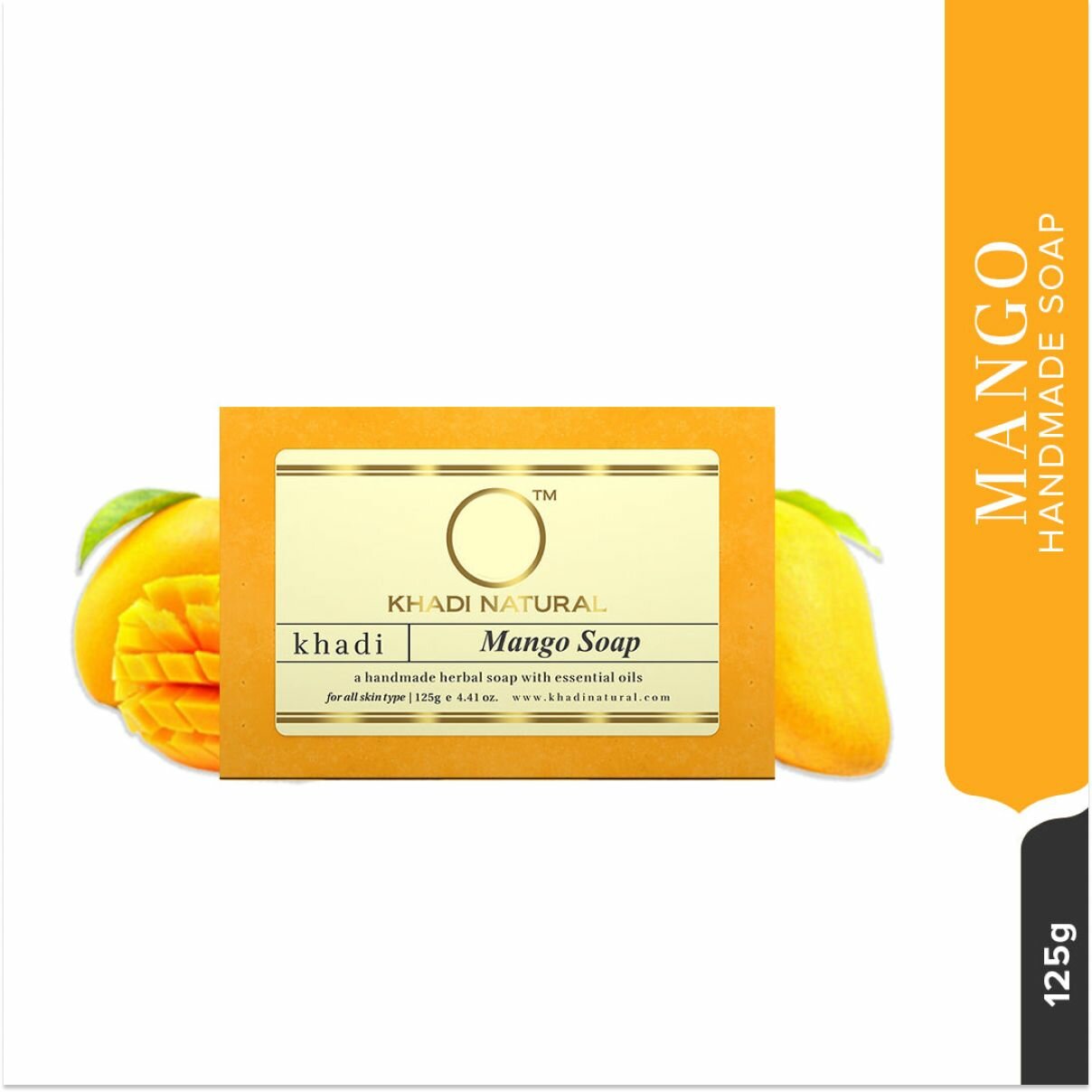 Мыло твердое Khadi Natural туалетное натуральное Манго (Mango Soap), 125 г