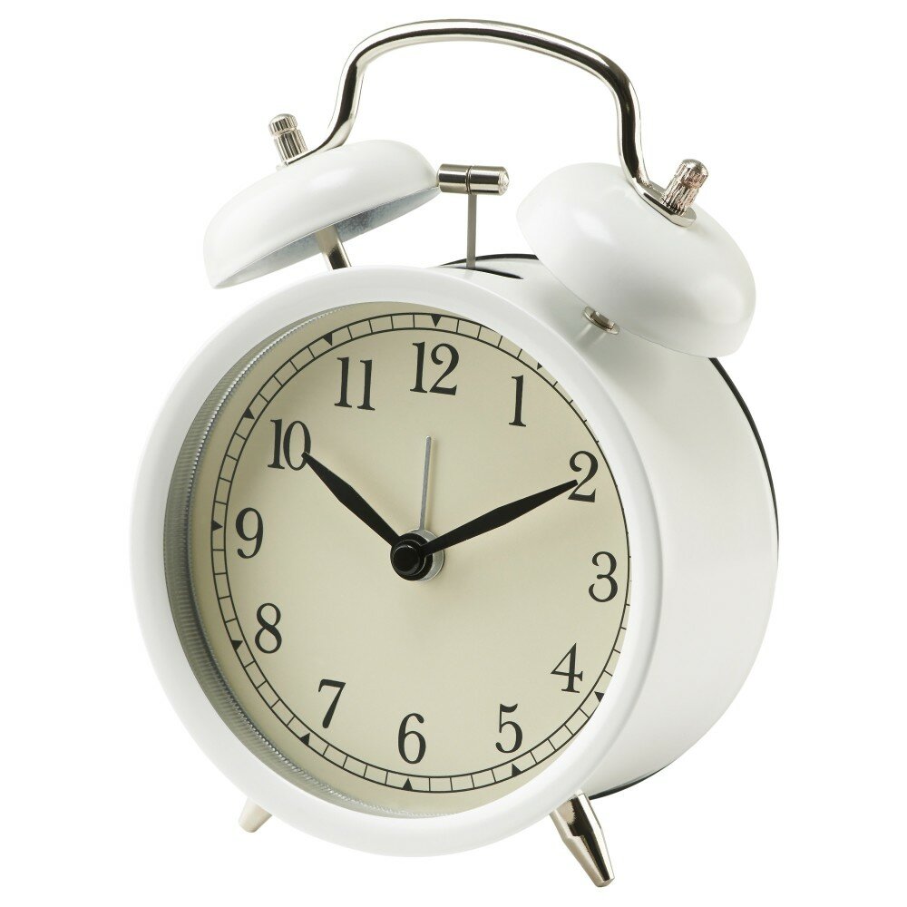 Часы настольные будильник дэкад белый 14 см