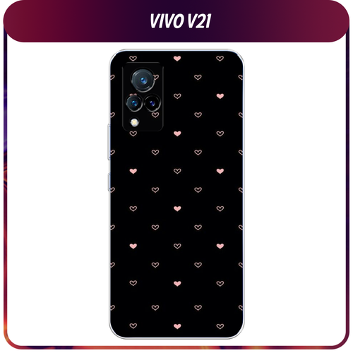 Силиконовый чехол на Vivo V21 / Виво V21 Чехол с сердечками силиконовый чехол на vivo v21 виво v21 avocato