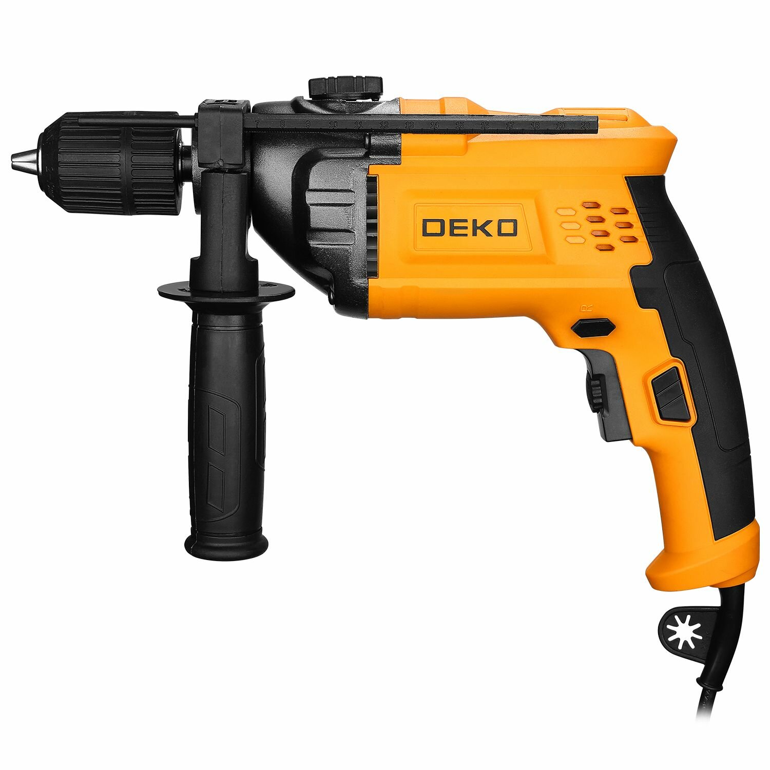 Дрель ударная сетевая DEKO DKID1200W в кейсе с быстрозажимным патроном — фото 1