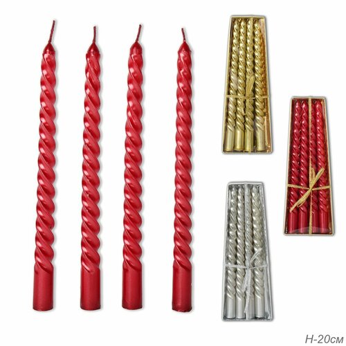 Набор свечей 4 штуки 20 см микс 390₽