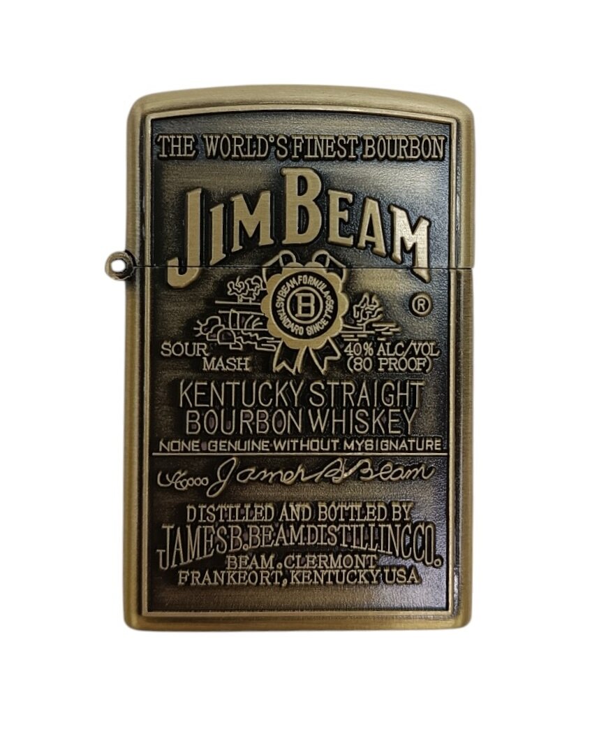 Зажигалка Джим Бим виски Jim Beam газовая, цвет бронза