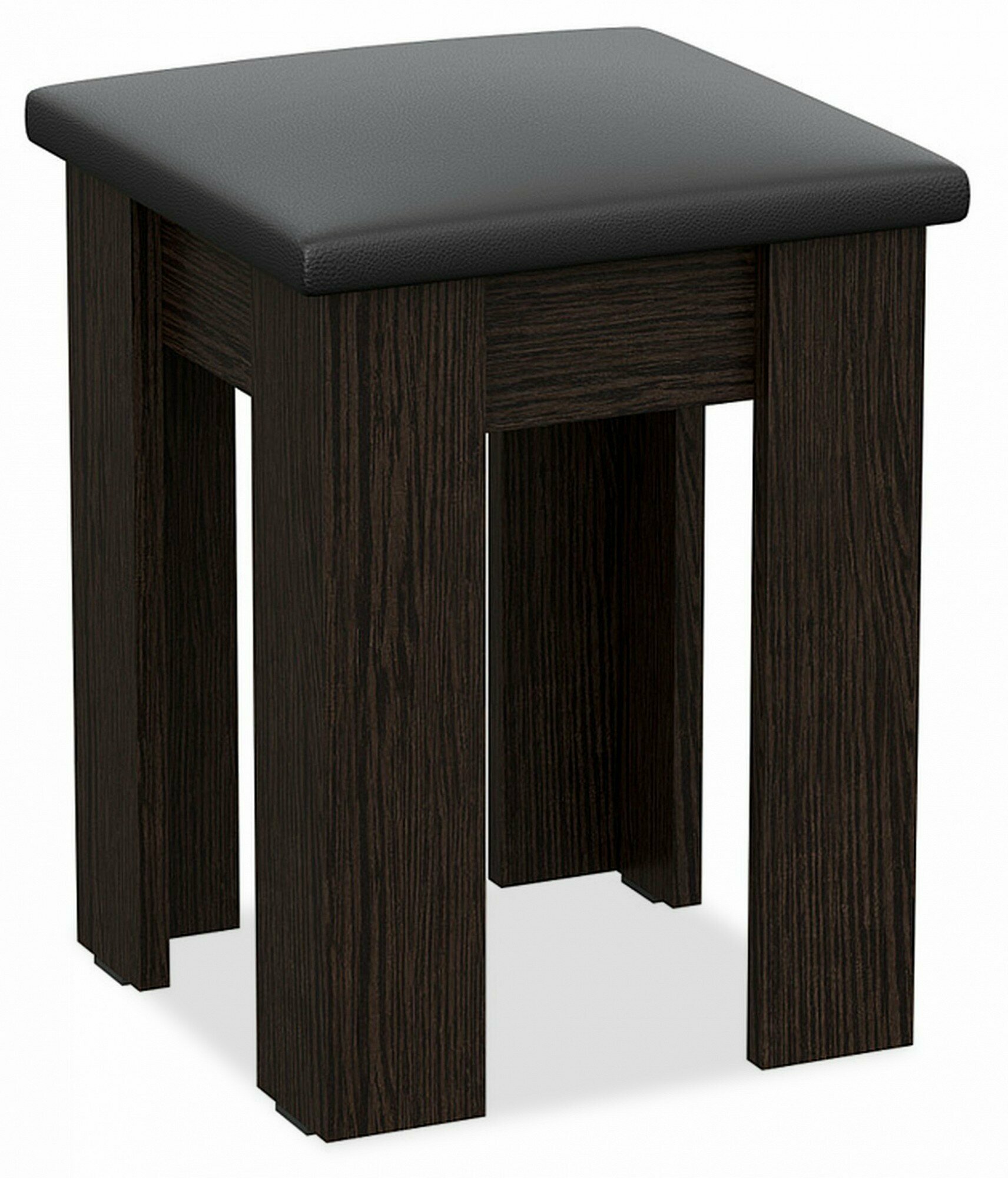 фото Табурет кухонный деревянный с сиденьем из экокожи белый