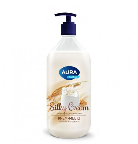 Жидкое крем-мыло Aura Silky Cream Шелк и рисовое молочко, 1 л