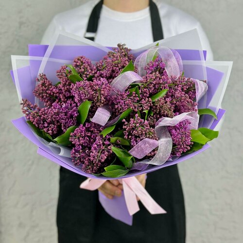 Изображение товара Монобукет Rybe-Flowers "Сирень", 19 веток, фиолетовые цветы, на стеблях, 40 см