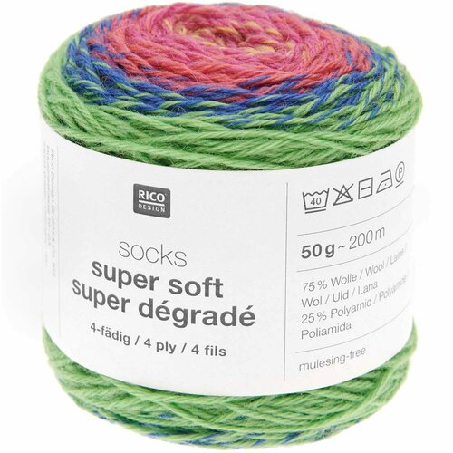 Rico Design Socks Super Soft Super Degrade 4-ply (004 Rainbow)
